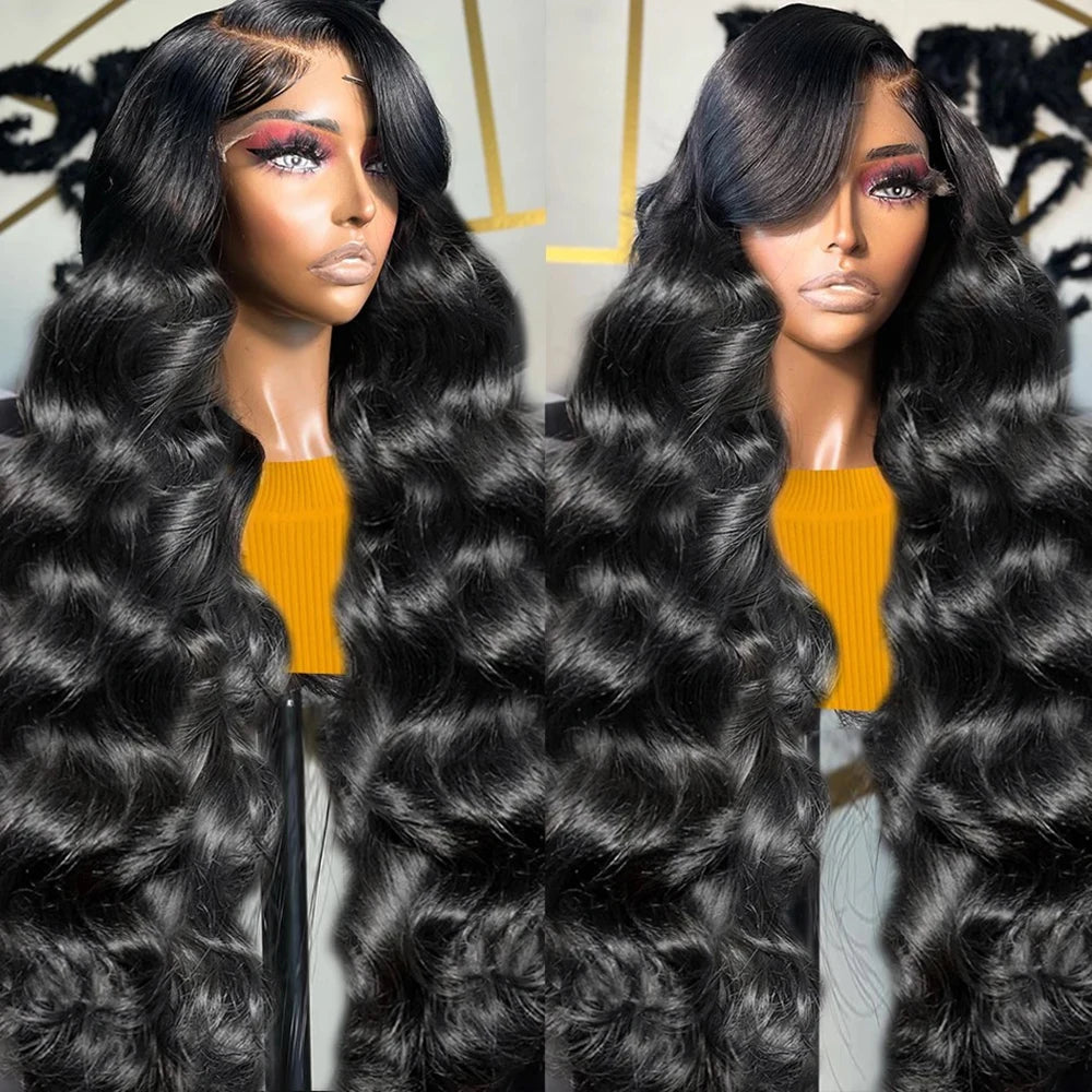 250 Density body wave human hair wigs 13x4 13x6 hd lace frontal wig Natural Brazilian 30 40 Inch black human hair wig  for Women