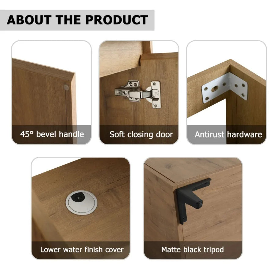 48 Freestanding Bathroom Vanity With Double Sink Soft Closing Door Hinge KDPackage BVB07148IMOXGRB4840D