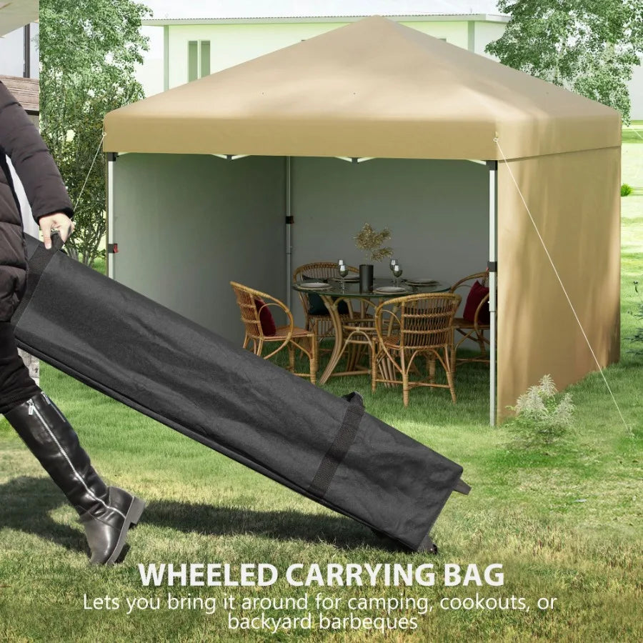 10' x 10' Pop Up Canopy Tent with 3 Sidewalls Leg Weight Bags and Carry Bag Height Adjustable Instant Party Tent Event Shelter