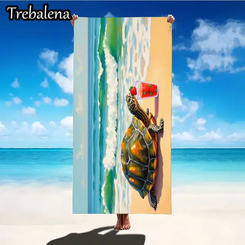30*60inch Ultra-Soft Beach Towel with Tropical Turtle Beach Scene Sand Free Towel