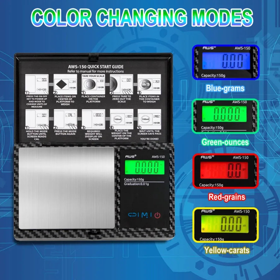 AWS 150g Carbon Fiber Digital Pocket Scale Series