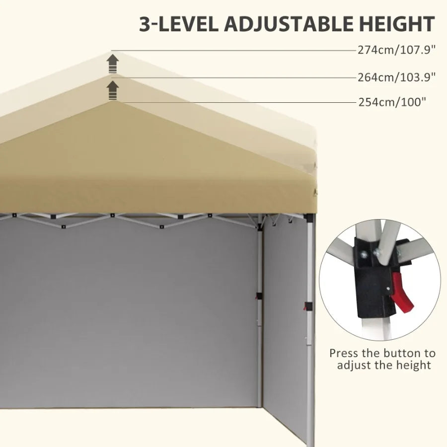 10' x 10' Pop Up Canopy Tent with 3 Sidewalls Leg Weight Bags and Carry Bag Height Adjustable Instant Party Tent Event Shelter