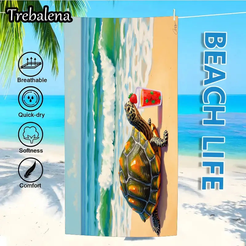 30*60inch Ultra-Soft Beach Towel with Tropical Turtle Beach Scene Sand Free Towel