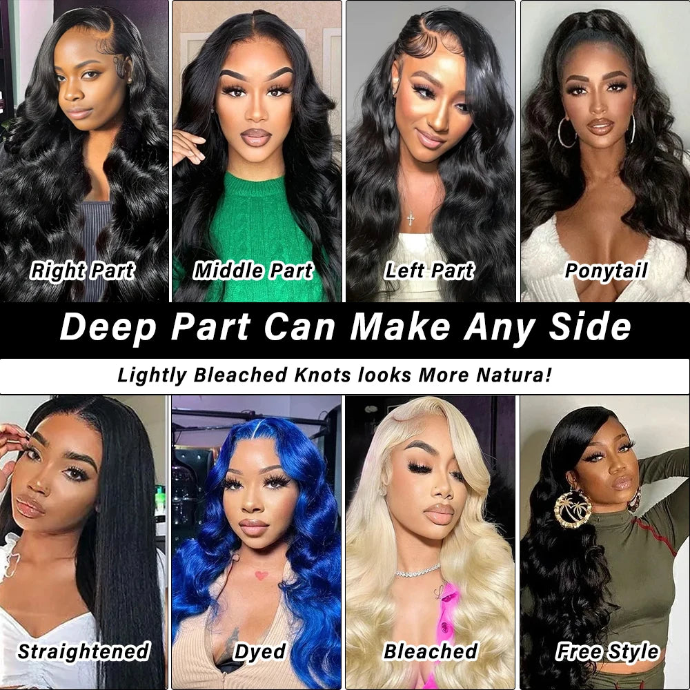 250 Density body wave human hair wigs 13x4 13x6 hd lace frontal wig Natural Brazilian 30 40 Inch black human hair wig  for Women