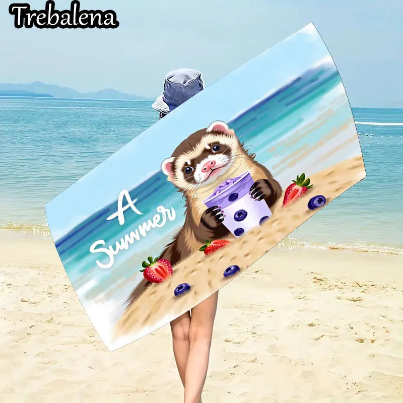 30*60inch Ultra-Soft Beach Towel with Summer Fun Ferret Beach Towel Soft Sand Style