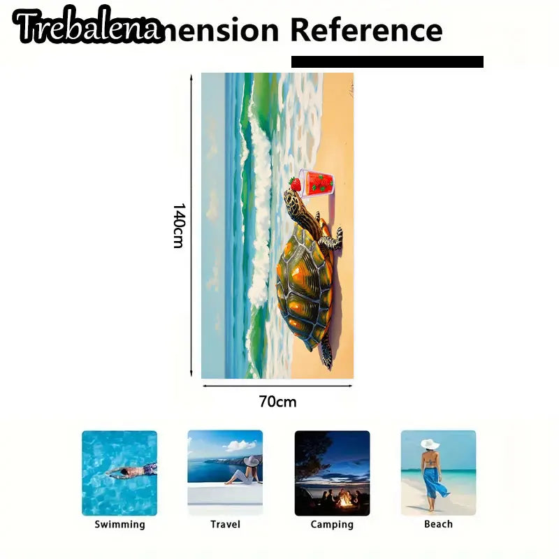 30*60inch Ultra-Soft Beach Towel with Tropical Turtle Beach Scene Sand Free Towel
