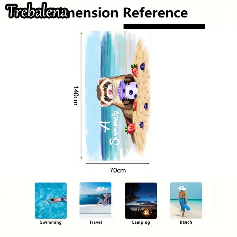 30*60inch Ultra-Soft Beach Towel with Summer Fun Ferret Beach Towel Soft Sand Style