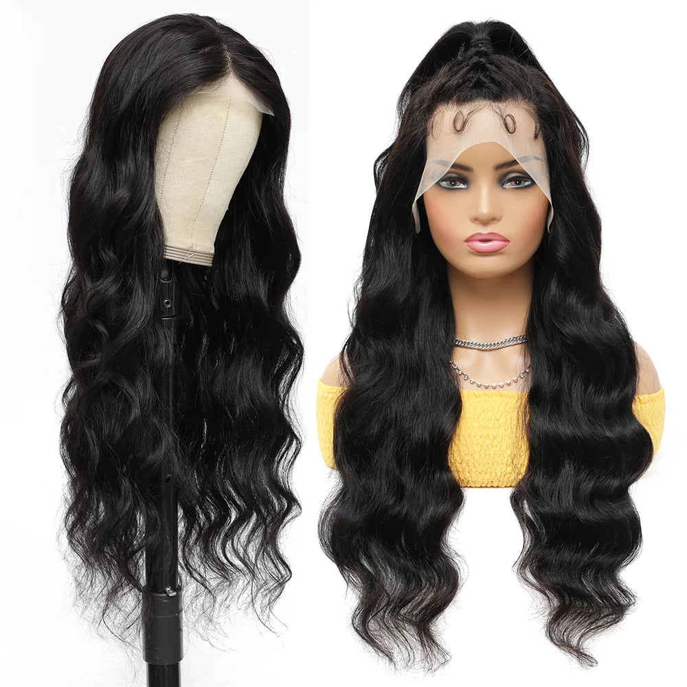 250 Density body wave human hair wigs 13x4 13x6 hd lace frontal wig Natural Brazilian 30 40 Inch black human hair wig  for Women
