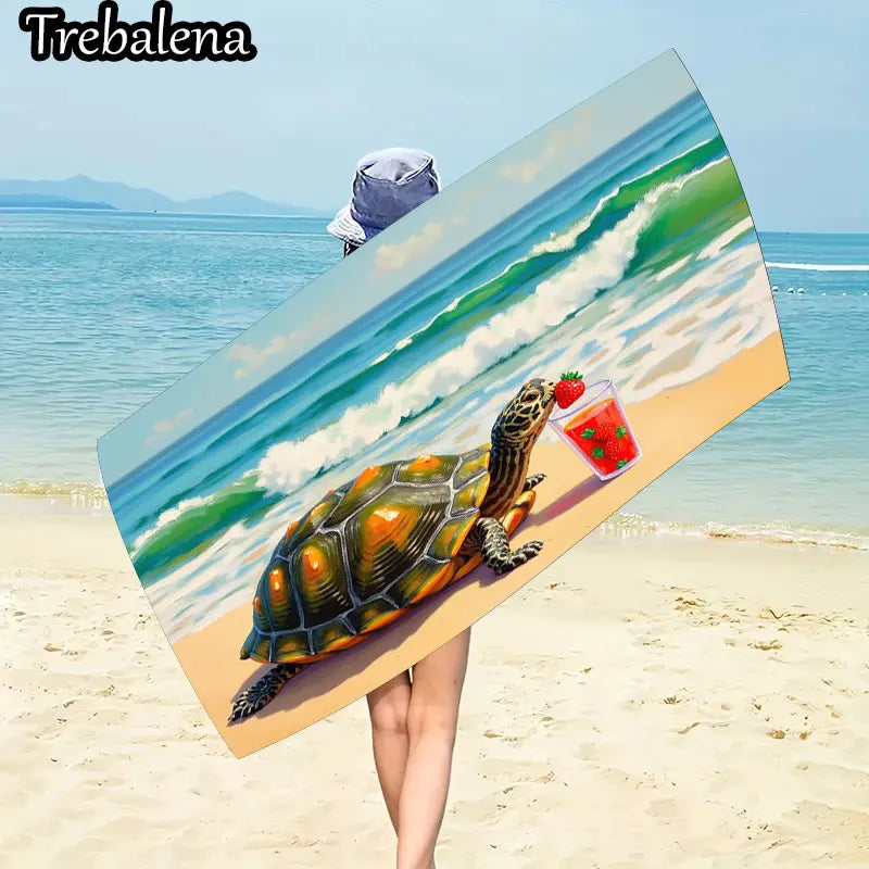 30*60inch Ultra-Soft Beach Towel with Tropical Turtle Beach Scene Sand Free Towel