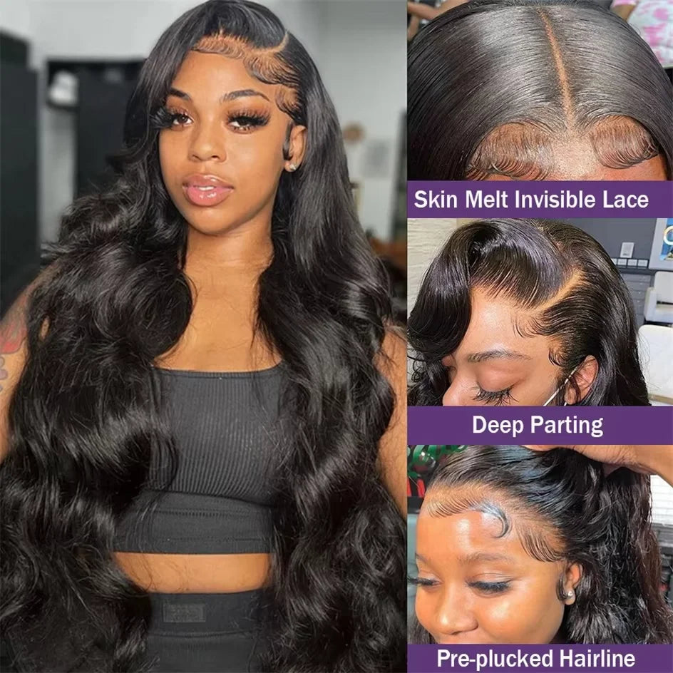 40Inch 300 Density Body Wave Human Hair 13x6 Hd Lace Frontal Wigs Brazilian 13x4 Lace Front 100% Human Hair Wigs For Black Women