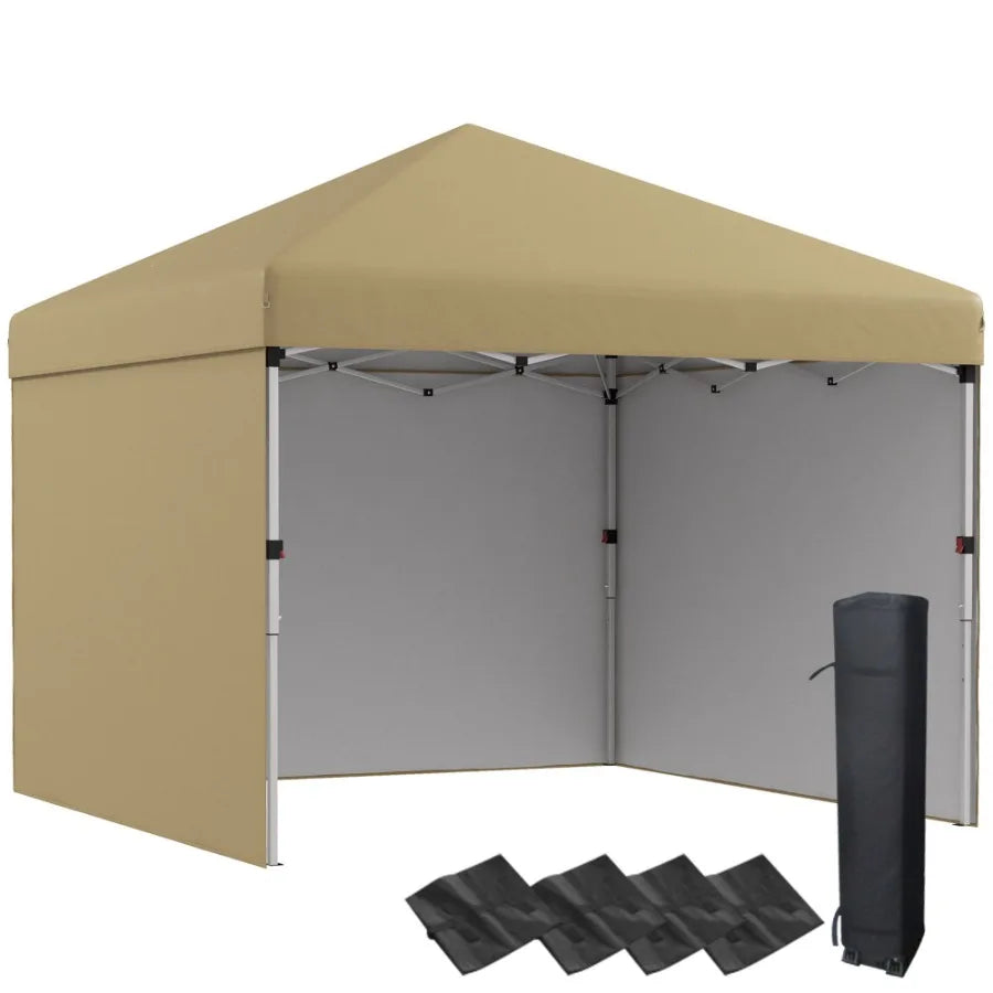 10' x 10' Pop Up Canopy Tent with 3 Sidewalls Leg Weight Bags and Carry Bag Height Adjustable Instant Party Tent Event Shelter