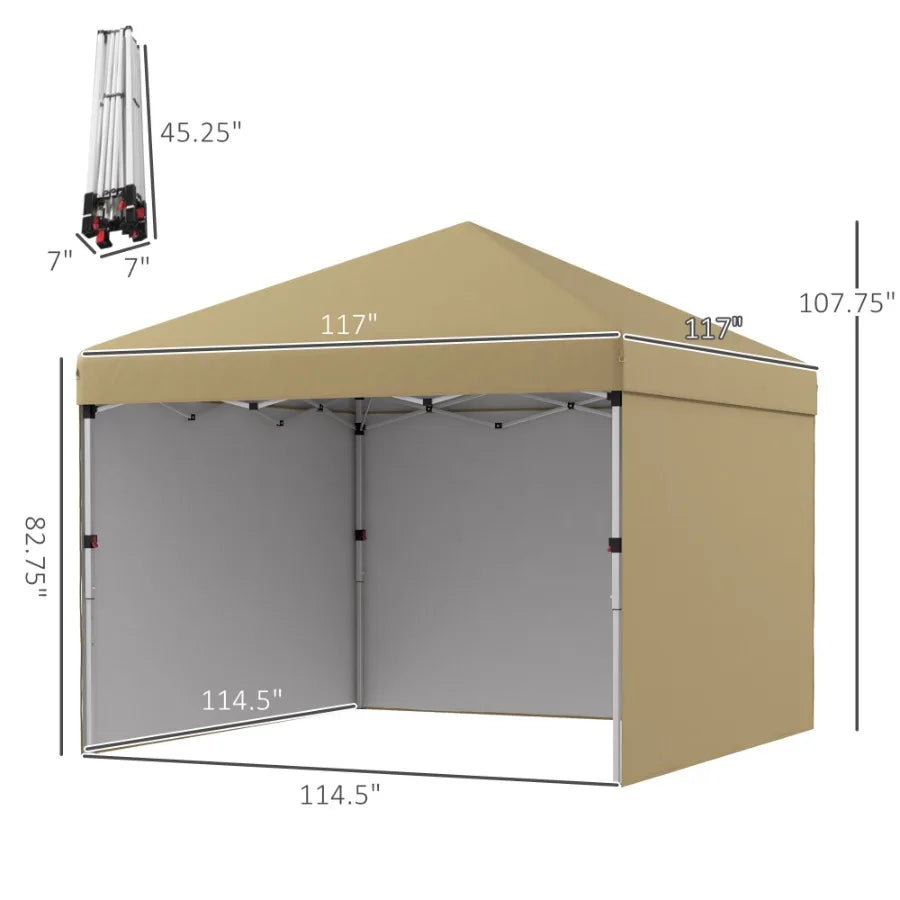 10' x 10' Pop Up Canopy Tent with 3 Sidewalls Leg Weight Bags and Carry Bag Height Adjustable Instant Party Tent Event Shelter
