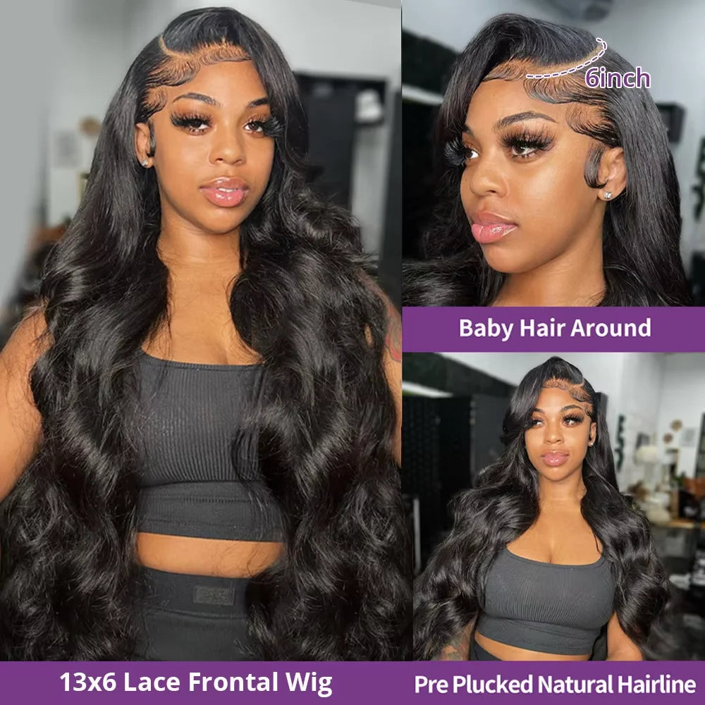 40Inch 300 Density Body Wave Human Hair 13x6 Hd Lace Frontal Wigs Brazilian 13x4 Lace Front 100% Human Hair Wigs For Black Women