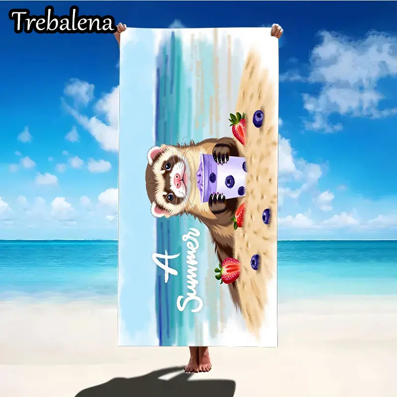 30*60inch Ultra-Soft Beach Towel with Summer Fun Ferret Beach Towel Soft Sand Style