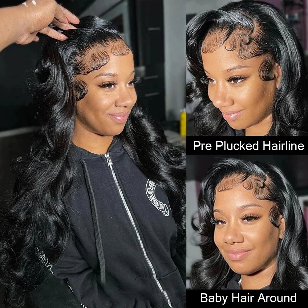 250 Density body wave human hair wigs 13x4 13x6 hd lace frontal wig Natural Brazilian 30 40 Inch black human hair wig  for Women